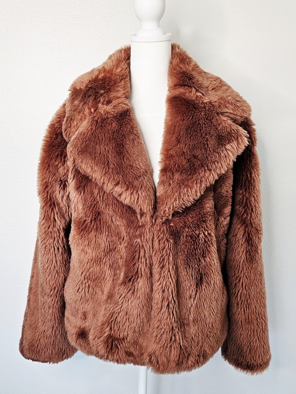 A New Day Women's Plush Faux Fur Jacket - Rust Brown